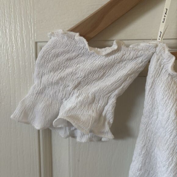 White Ruffled Off-Shoulder Crop Top - Picture 4 of 10